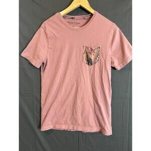 Tailor Vintage Rose Pink Short Sleeve Pocket T-Shirt Bird of Paradise Print S